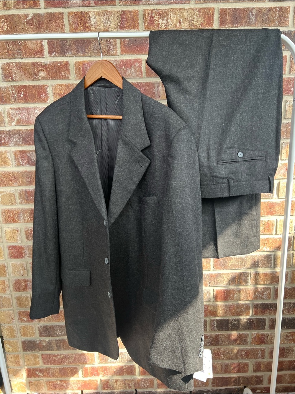NWT Classic Styles Dallas 100% Merino Worsted Wool 2PC Suit Charcoal Gray 46L